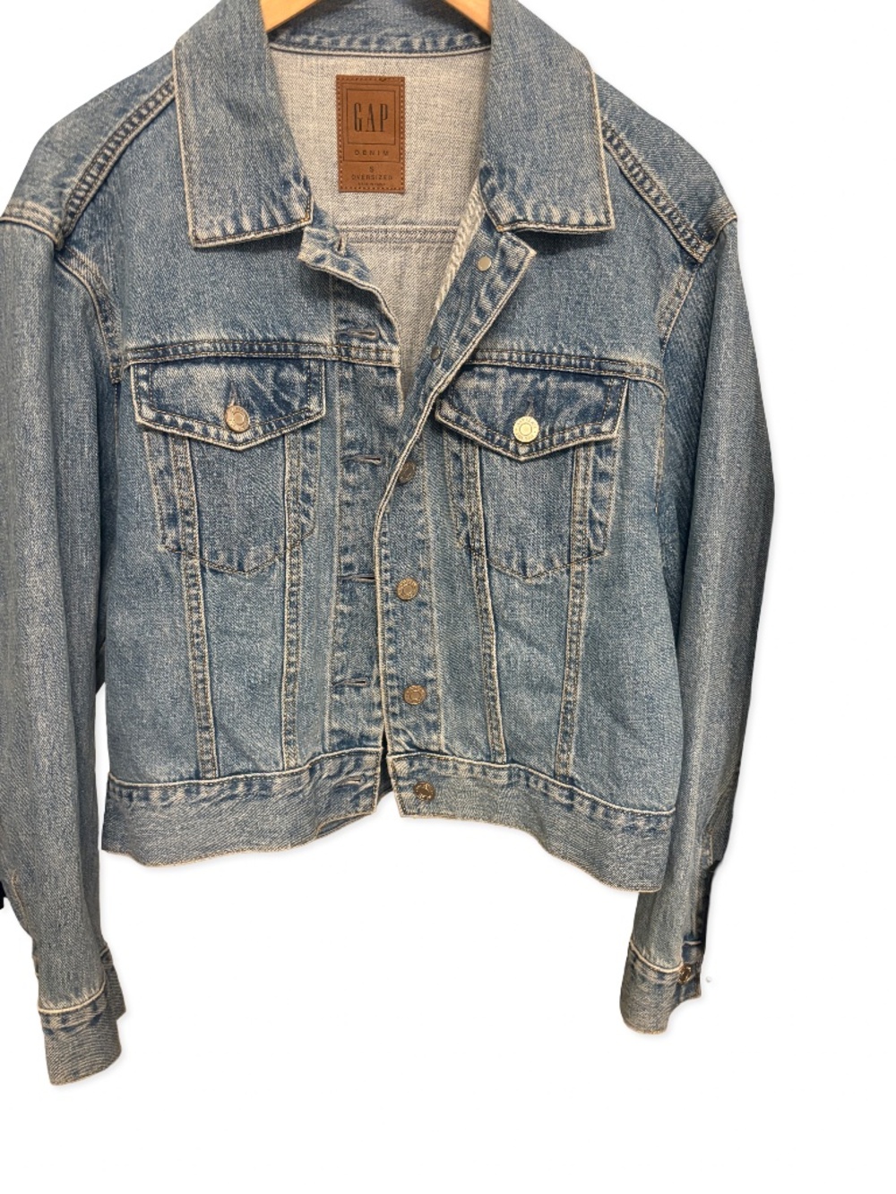 GAP Denim Oversized Trucker Jacket Light Wash Size Small